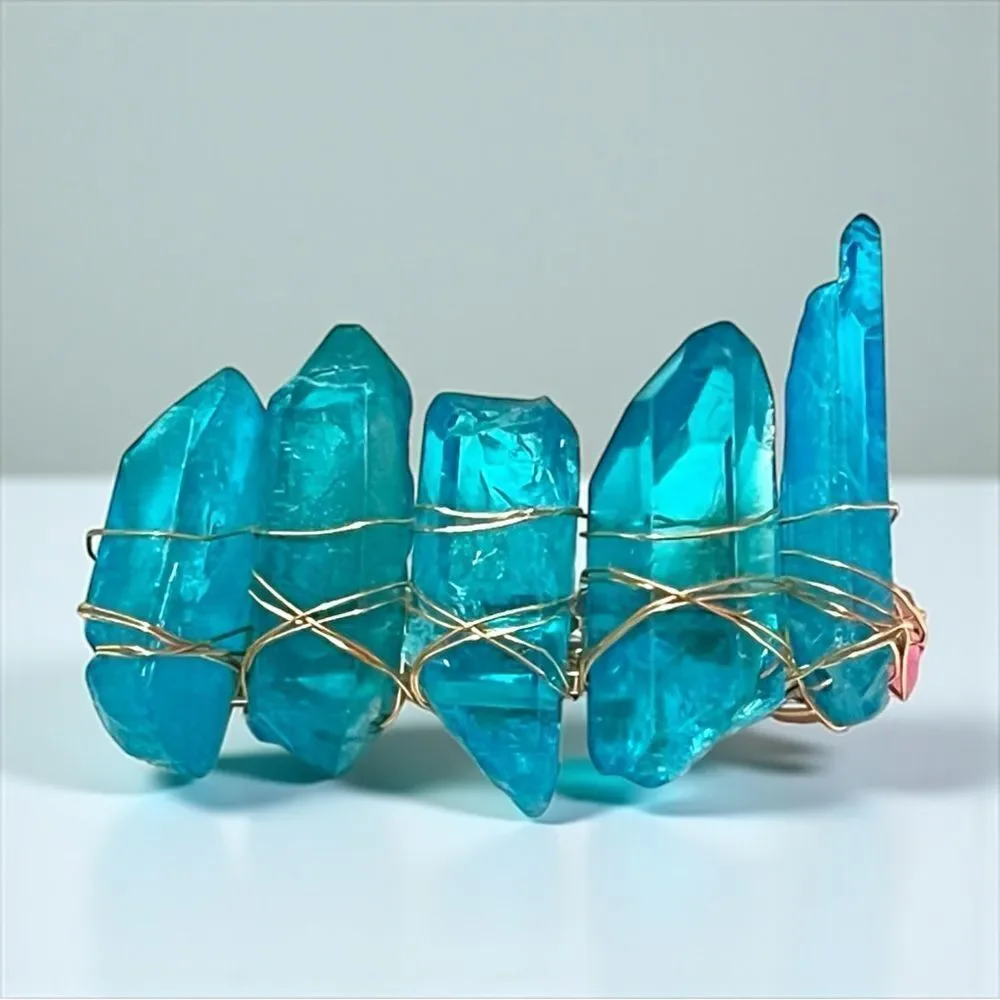 Handmade Genuine Blue Quartz Crystal Hair Clip